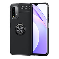 Coque Ultra Fine Silicone Souple Housse Etui avec Support Bague Anneau Aimante Magnetique SD1 pour Xiaomi Redmi 9 Power Noir