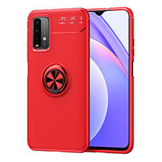 Coque Ultra Fine Silicone Souple Housse Etui avec Support Bague Anneau Aimante Magnetique SD1 pour Xiaomi Redmi 9 Power Rouge