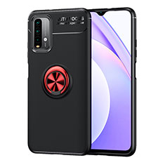 Coque Ultra Fine Silicone Souple Housse Etui avec Support Bague Anneau Aimante Magnetique SD1 pour Xiaomi Redmi 9 Power Rouge et Noir