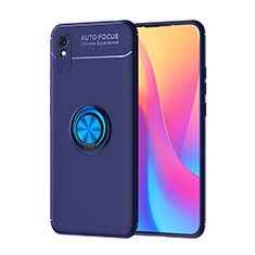 Coque Ultra Fine Silicone Souple Housse Etui avec Support Bague Anneau Aimante Magnetique SD1 pour Xiaomi Redmi 9A Bleu