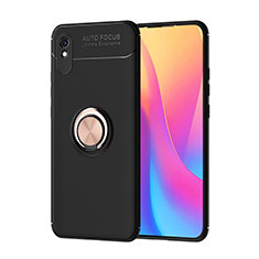 Coque Ultra Fine Silicone Souple Housse Etui avec Support Bague Anneau Aimante Magnetique SD1 pour Xiaomi Redmi 9AT Or et Noir