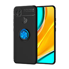 Coque Ultra Fine Silicone Souple Housse Etui avec Support Bague Anneau Aimante Magnetique SD1 pour Xiaomi Redmi 9C Bleu et Noir