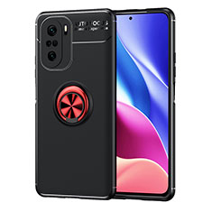 Coque Ultra Fine Silicone Souple Housse Etui avec Support Bague Anneau Aimante Magnetique SD1 pour Xiaomi Redmi K40 5G Rouge et Noir