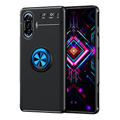 Coque Ultra Fine Silicone Souple Housse Etui avec Support Bague Anneau Aimante Magnetique SD1 pour Xiaomi Redmi K40 Gaming 5G Bleu et Noir