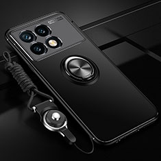 Coque Ultra Fine Silicone Souple Housse Etui avec Support Bague Anneau Aimante Magnetique SD1 pour Xiaomi Redmi K70 Pro 5G Noir