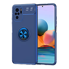 Coque Ultra Fine Silicone Souple Housse Etui avec Support Bague Anneau Aimante Magnetique SD1 pour Xiaomi Redmi Note 10 4G Bleu