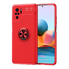 Coque Ultra Fine Silicone Souple Housse Etui avec Support Bague Anneau Aimante Magnetique SD1 pour Xiaomi Redmi Note 10 4G Rouge