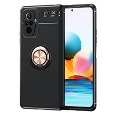 Coque Ultra Fine Silicone Souple Housse Etui avec Support Bague Anneau Aimante Magnetique SD1 pour Xiaomi Redmi Note 10 Pro Max Or et Noir