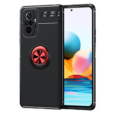 Coque Ultra Fine Silicone Souple Housse Etui avec Support Bague Anneau Aimante Magnetique SD1 pour Xiaomi Redmi Note 10 Pro Max Rouge et Noir