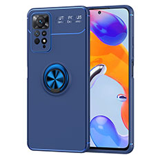 Coque Ultra Fine Silicone Souple Housse Etui avec Support Bague Anneau Aimante Magnetique SD1 pour Xiaomi Redmi Note 11 Pro 5G Bleu