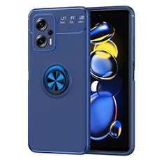 Coque Ultra Fine Silicone Souple Housse Etui avec Support Bague Anneau Aimante Magnetique SD1 pour Xiaomi Redmi Note 11T Pro+ Plus 5G Bleu