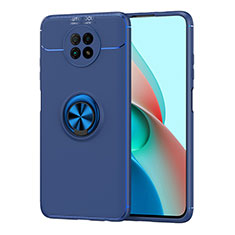 Coque Ultra Fine Silicone Souple Housse Etui avec Support Bague Anneau Aimante Magnetique SD1 pour Xiaomi Redmi Note 9 5G Bleu