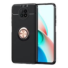 Coque Ultra Fine Silicone Souple Housse Etui avec Support Bague Anneau Aimante Magnetique SD1 pour Xiaomi Redmi Note 9 5G Or et Noir