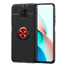 Coque Ultra Fine Silicone Souple Housse Etui avec Support Bague Anneau Aimante Magnetique SD1 pour Xiaomi Redmi Note 9 5G Rouge et Noir