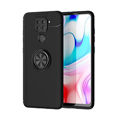 Coque Ultra Fine Silicone Souple Housse Etui avec Support Bague Anneau Aimante Magnetique SD1 pour Xiaomi Redmi Note 9 Noir