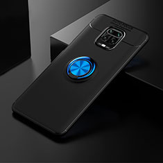 Coque Ultra Fine Silicone Souple Housse Etui avec Support Bague Anneau Aimante Magnetique SD1 pour Xiaomi Redmi Note 9 Pro Max Bleu et Noir