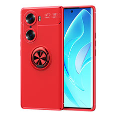 Coque Ultra Fine Silicone Souple Housse Etui avec Support Bague Anneau Aimante Magnetique SD2 pour Huawei Honor 60 5G Rouge