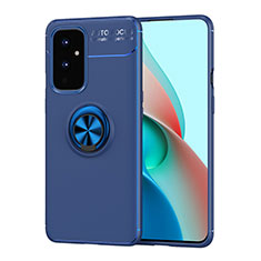 Coque Ultra Fine Silicone Souple Housse Etui avec Support Bague Anneau Aimante Magnetique SD2 pour OnePlus 9 5G Bleu