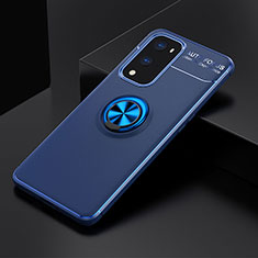 Coque Ultra Fine Silicone Souple Housse Etui avec Support Bague Anneau Aimante Magnetique SD2 pour OnePlus 9 Pro 5G Bleu