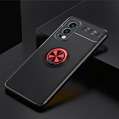 Coque Ultra Fine Silicone Souple Housse Etui avec Support Bague Anneau Aimante Magnetique SD2 pour OnePlus Nord 2 5G Rouge et Noir