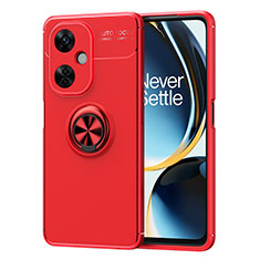 Coque Ultra Fine Silicone Souple Housse Etui avec Support Bague Anneau Aimante Magnetique SD2 pour OnePlus Nord CE 3 5G Rouge