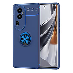 Coque Ultra Fine Silicone Souple Housse Etui avec Support Bague Anneau Aimante Magnetique SD2 pour Oppo Reno10 Pro+ Plus 5G Bleu