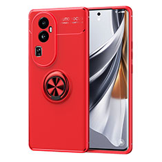 Coque Ultra Fine Silicone Souple Housse Etui avec Support Bague Anneau Aimante Magnetique SD2 pour Oppo Reno10 Pro+ Plus 5G Rouge