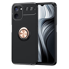 Coque Ultra Fine Silicone Souple Housse Etui avec Support Bague Anneau Aimante Magnetique SD2 pour Realme 10S 5G Or et Noir