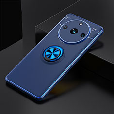 Coque Ultra Fine Silicone Souple Housse Etui avec Support Bague Anneau Aimante Magnetique SD2 pour Realme 11 Pro 5G Bleu