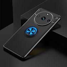 Coque Ultra Fine Silicone Souple Housse Etui avec Support Bague Anneau Aimante Magnetique SD2 pour Realme 11 Pro+ Plus 5G Bleu et Noir