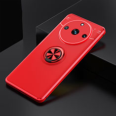 Coque Ultra Fine Silicone Souple Housse Etui avec Support Bague Anneau Aimante Magnetique SD2 pour Realme 11 Pro+ Plus 5G Rouge