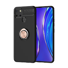 Coque Ultra Fine Silicone Souple Housse Etui avec Support Bague Anneau Aimante Magnetique SD2 pour Realme 7i RMX2193 Or et Noir