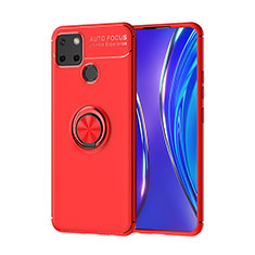 Coque Ultra Fine Silicone Souple Housse Etui avec Support Bague Anneau Aimante Magnetique SD2 pour Realme 7i RMX2193 Rouge