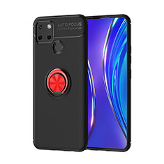 Coque Ultra Fine Silicone Souple Housse Etui avec Support Bague Anneau Aimante Magnetique SD2 pour Realme 7i RMX2193 Rouge et Noir