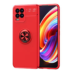 Coque Ultra Fine Silicone Souple Housse Etui avec Support Bague Anneau Aimante Magnetique SD2 pour Realme 8 4G Rouge