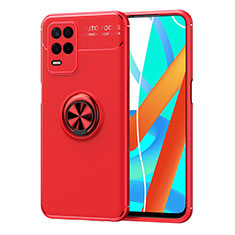 Coque Ultra Fine Silicone Souple Housse Etui avec Support Bague Anneau Aimante Magnetique SD2 pour Realme 8 5G Rouge