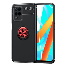 Coque Ultra Fine Silicone Souple Housse Etui avec Support Bague Anneau Aimante Magnetique SD2 pour Realme 8 5G Rouge et Noir