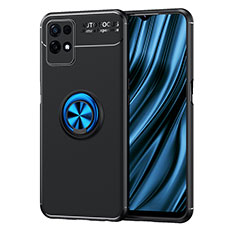 Coque Ultra Fine Silicone Souple Housse Etui avec Support Bague Anneau Aimante Magnetique SD2 pour Realme 8i Bleu et Noir