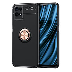 Coque Ultra Fine Silicone Souple Housse Etui avec Support Bague Anneau Aimante Magnetique SD2 pour Realme 8i Or et Noir