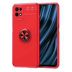 Coque Ultra Fine Silicone Souple Housse Etui avec Support Bague Anneau Aimante Magnetique SD2 pour Realme 8i Rouge