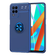 Coque Ultra Fine Silicone Souple Housse Etui avec Support Bague Anneau Aimante Magnetique SD2 pour Realme 9 5G India Bleu