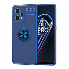 Coque Ultra Fine Silicone Souple Housse Etui avec Support Bague Anneau Aimante Magnetique SD2 pour Realme 9 Pro 5G Bleu