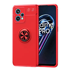 Coque Ultra Fine Silicone Souple Housse Etui avec Support Bague Anneau Aimante Magnetique SD2 pour Realme 9 Pro 5G Rouge