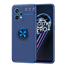 Coque Ultra Fine Silicone Souple Housse Etui avec Support Bague Anneau Aimante Magnetique SD2 pour Realme 9 Pro+ Plus 5G Bleu