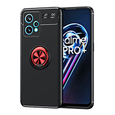 Coque Ultra Fine Silicone Souple Housse Etui avec Support Bague Anneau Aimante Magnetique SD2 pour Realme 9 Pro+ Plus 5G Rouge et Noir