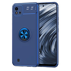 Coque Ultra Fine Silicone Souple Housse Etui avec Support Bague Anneau Aimante Magnetique SD2 pour Realme C11 (2021) Bleu