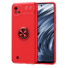 Coque Ultra Fine Silicone Souple Housse Etui avec Support Bague Anneau Aimante Magnetique SD2 pour Realme C11 (2021) Rouge