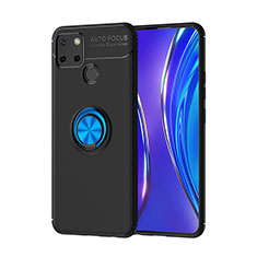 Coque Ultra Fine Silicone Souple Housse Etui avec Support Bague Anneau Aimante Magnetique SD2 pour Realme C12 Bleu et Noir