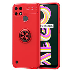 Coque Ultra Fine Silicone Souple Housse Etui avec Support Bague Anneau Aimante Magnetique SD2 pour Realme C21Y Rouge