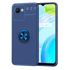 Coque Ultra Fine Silicone Souple Housse Etui avec Support Bague Anneau Aimante Magnetique SD2 pour Realme C30s Bleu